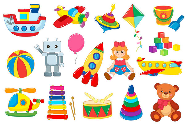 set of children's toys in cartoon style. vector illustration
