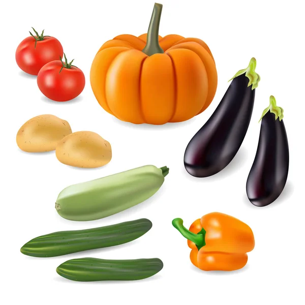 Large Collection Realistic Vegetables Transparent Background High Quality Vector — Stockvektor