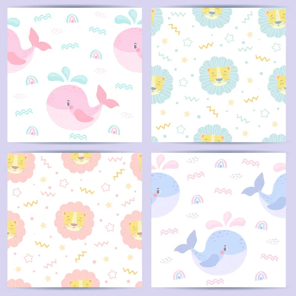 seamless pattern with funny animals for babies. vector illustration in pastel colors