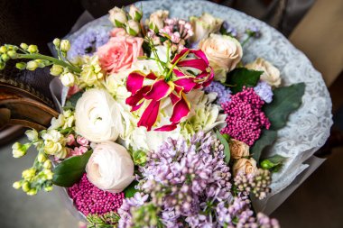 Beautiful gentle spring bouquet of different colors