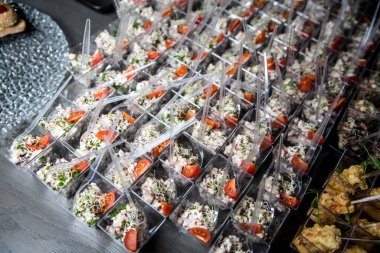 catering buffet table with snacks