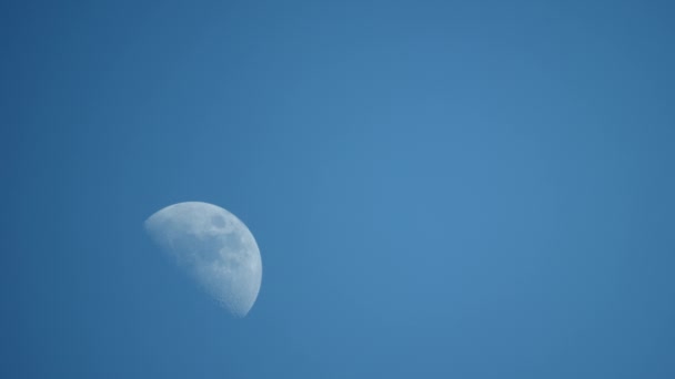 Statikus Színes Kilátás Nyílik Növekvő Hold Kék Nappali Égbolton Nagy — Stock videók