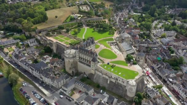 Αεροφωτογραφία Του Βασιλικού Κάστρου Της Αμπουάζ Στη Γαλλία Πολυτελές Αρχοντικό — Αρχείο Βίντεο