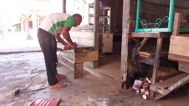 Aceh Barat Daya Indonesia June 2022 Iron Cutter Cutting Iron — Stock Video