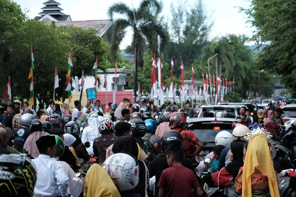 Banda Aceh Indonesia Agosto 2022 Congestione Che Verificata Sulla Strada — Foto Stock