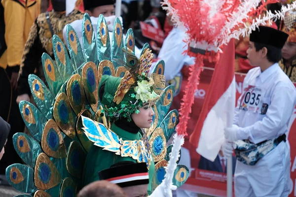 Banda Aceh Indonésia Agosto 2022 Menina Verde Que Junta Carnaval — Fotografia de Stock