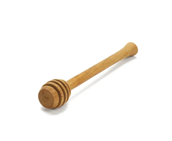 Fából Készült Méz Stick Elszigetelt Fehér Alapon — Stock Fotó