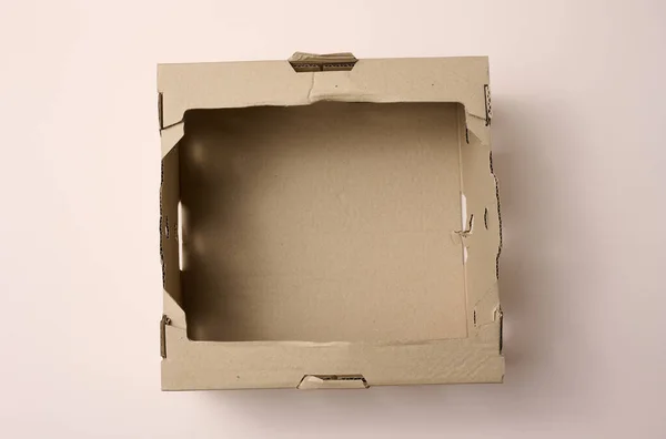 Caja Abierta Vacía Cartón Marrón Vista Superior Concepto Cosas Embalaje —  Fotos de Stock