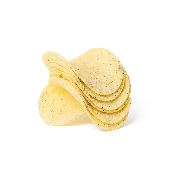 Batatas Fritas Fritas Com Sal Pimenta Preta Uma Placa Branca — Fotografia de Stock