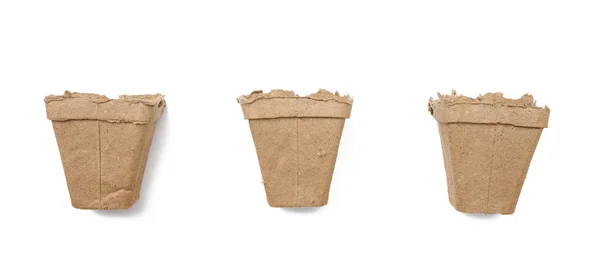 Zole Edilmiş Beyaz Arkaplana Tohum Ekmek Için Boş Kağıt Kaplar — Stok fotoğraf
