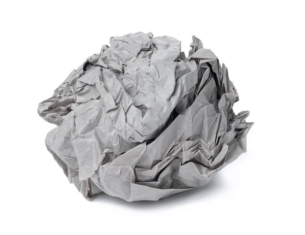 Crumpled Gray Sheet Paper Isolated White Background — Stock Photo, Image