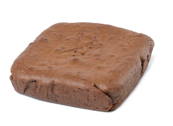Whole Square Piece Chocolate Cake Isolated White Background — Stockfoto