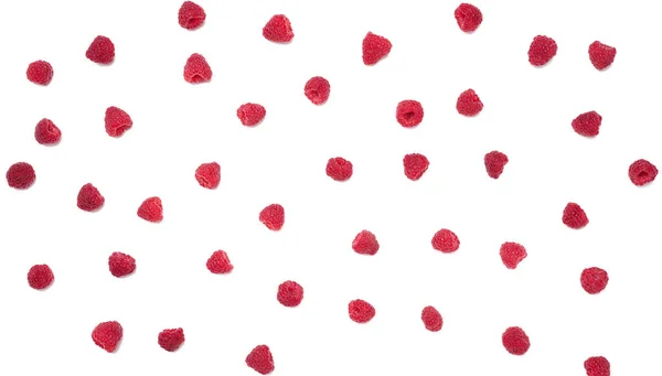 Red Ripe Raspberries White Background View — Stok fotoğraf