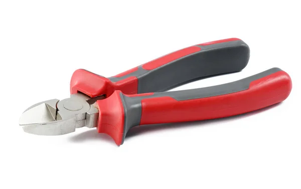 Side Cutters Plastic Red Black Handle White Isolated Background — Stockfoto