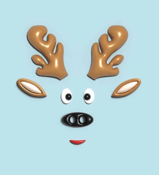 Horns Nose Ears Deer Blue Background Christmas Deer Symbol Illustration — Stock Photo, Image