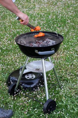 Bahçede tavuklu barbekü 