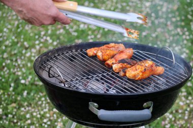 Bahçede tavuklu barbekü 