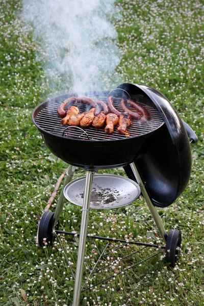 Barbecue Chicken Sausages Garden — Stockfoto