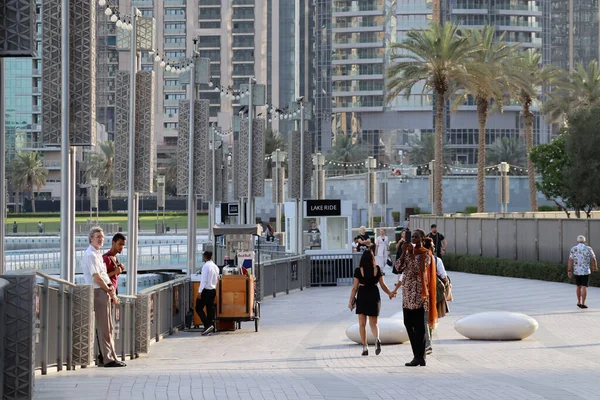 Praça Perto Das Fontes Sopé Torre Burj Khalifa Centro Dubai — Fotografia de Stock