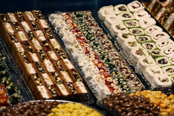 Oriental sweets, pastries, baklava, marshmallows, nougats, nuts and dried fruits