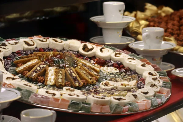 Oriental sweets, pastries, baklava, marshmallows, nougats, nuts and dried fruits