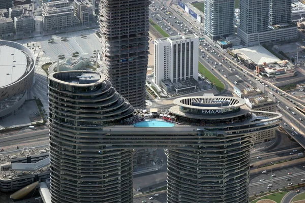 Blick Auf Die Wolkenkratzer Der Innenstadt Von Dubai Vom Burj — Stockfoto