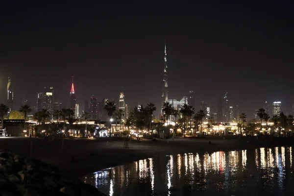 Ünlü Burj Khalifa Diğer Şehir Merkezindeki Gökdelenlerin Manzarası Dubai Nin — Stok fotoğraf