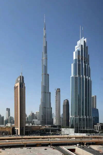 Blick Auf Den Berühmten Burj Khalifa Und Andere Wolkenkratzer Der — Stockfoto