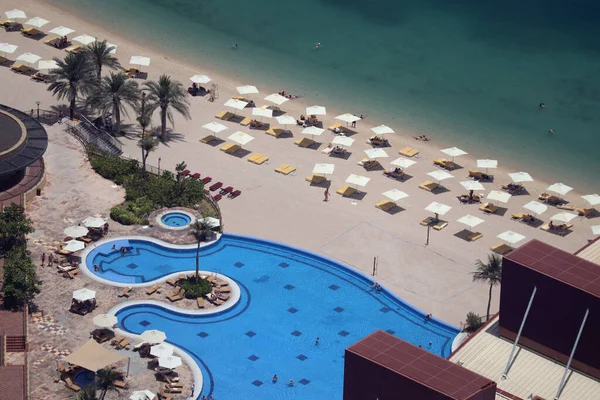 Nærbillede Strand Jumeirah Island Dubai Helt Kunstig Form Palmetræ - Stock-foto