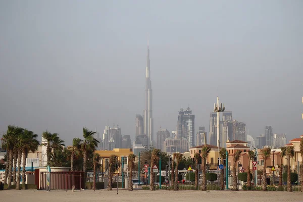 Widok Kite Beach Dubaju Centrum Burj Khalifa — Zdjęcie stockowe