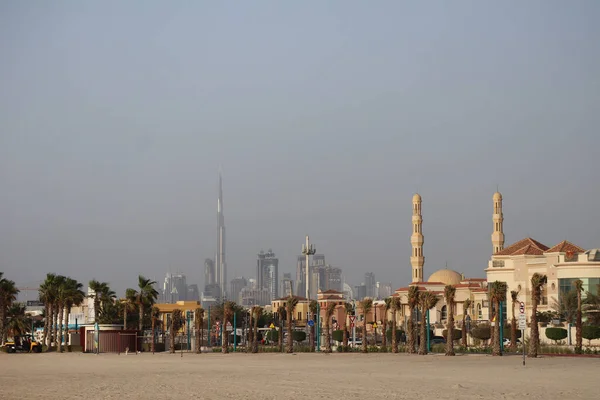 Widok Kite Beach Dubaju Centrum Burj Khalifa — Zdjęcie stockowe