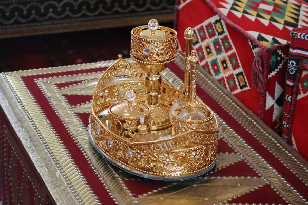阿拉伯东方金茶咖啡套装 — 图库照片