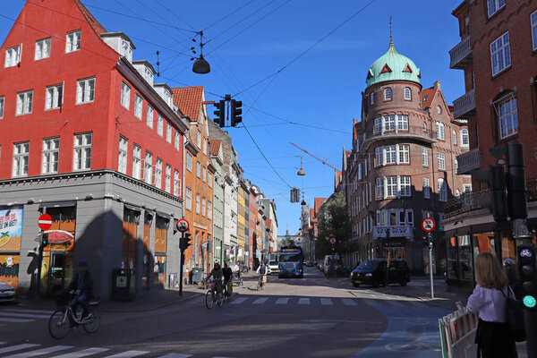 Ancient street in Copenhagen with traditional architecture