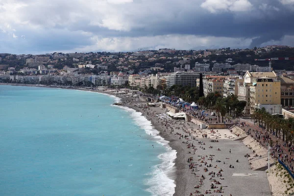 Niza Francia 2022 Vista Niza Playas Famoso Promenade Des Anglais — Foto de Stock