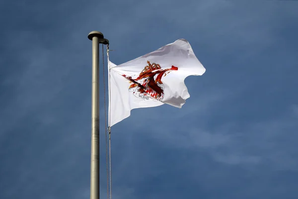 Vlag Van Het Vorstendom Monaco Het Kasteel Van Grimaldi — Stockfoto