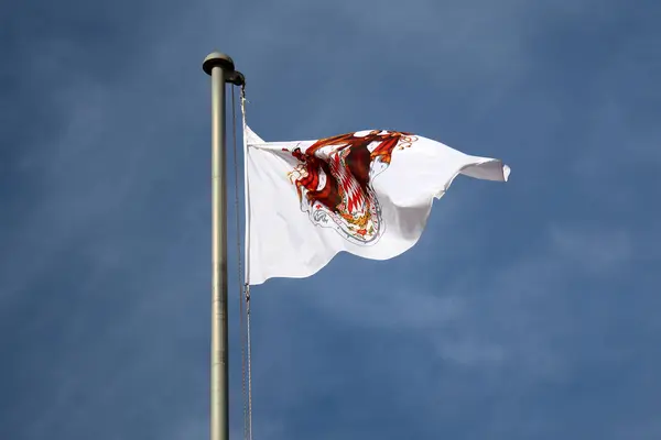 Vlag Van Het Vorstendom Monaco Het Kasteel Van Grimaldi — Stockfoto