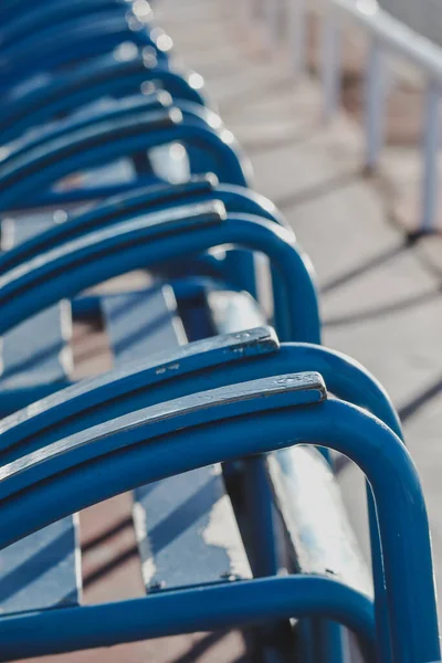 Famous blue chairs on the Promenade des Anglais in Nice