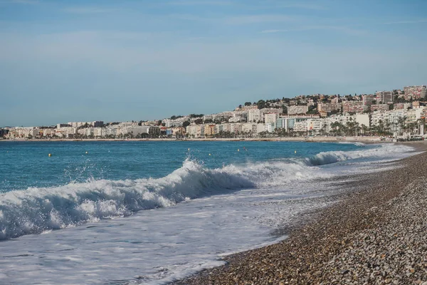 Morgens Blick Auf Schöne Strände Und Mittelmeer Mit Wellen — Stockfoto