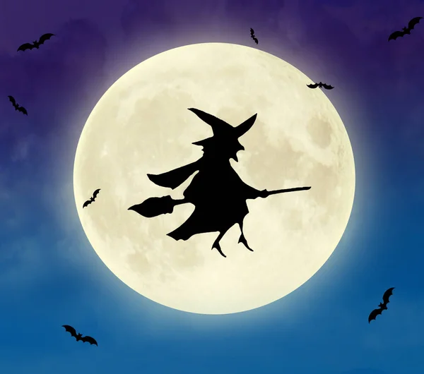 Hekse Sopelime Nattehimmelen Halloween – stockfoto