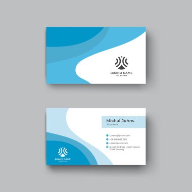 Mavi ve cyan renkli minimal kartvizit tasarım şablonu