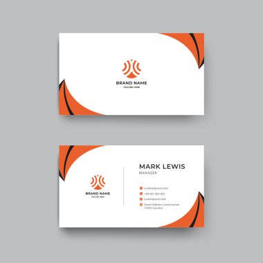 Zarif turuncu şirket kartvizit tasarımı şablonu 