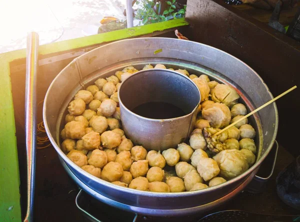Close Baso Pentol Cilok Siomay Traditional Indonesian Street Food Usually — Stockfoto
