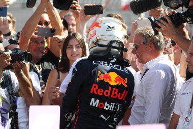 24 Temmuz 2022 Le Castellet, Fransa - F1 2022 Fransa GP - Yarış Kutlaması - Max Verstappen (NED) Redbull Yarışı RB18 