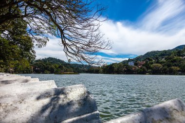 Beautiful lake in downtown Kandy in tropical Sri Lanka, Asia, vacation time