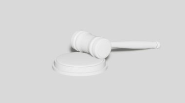 3D siyah-beyaz, minimalist yargıç çekici. Ahşap çekiç mi yoksa açık arttırmayı veya hukuku yargılamak için yapılmış Gavel el el yapımı mı?.