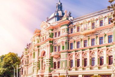 Odessa, Ukrayna - 14 Ağustos 2021: Ukrayna 'nın Odessa kentindeki yüksek binalar