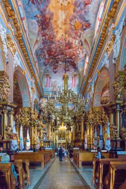 LVIV, UKRAINE - January 21, 2022: Bernardine Church. Interior Church of St. Andrew