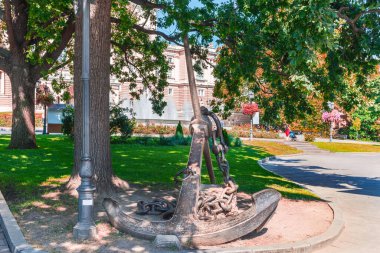 Bronze anchor in the city garden in Odessa, Ukraine.
