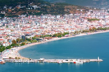 Türkiye 'nin Alanya kıyı şeridinin güzel panoramik manzarası