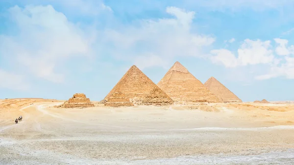 Algemeen Zicht Piramides Vanaf Het Plateau Van Gizeh Piramide Van — Stockfoto